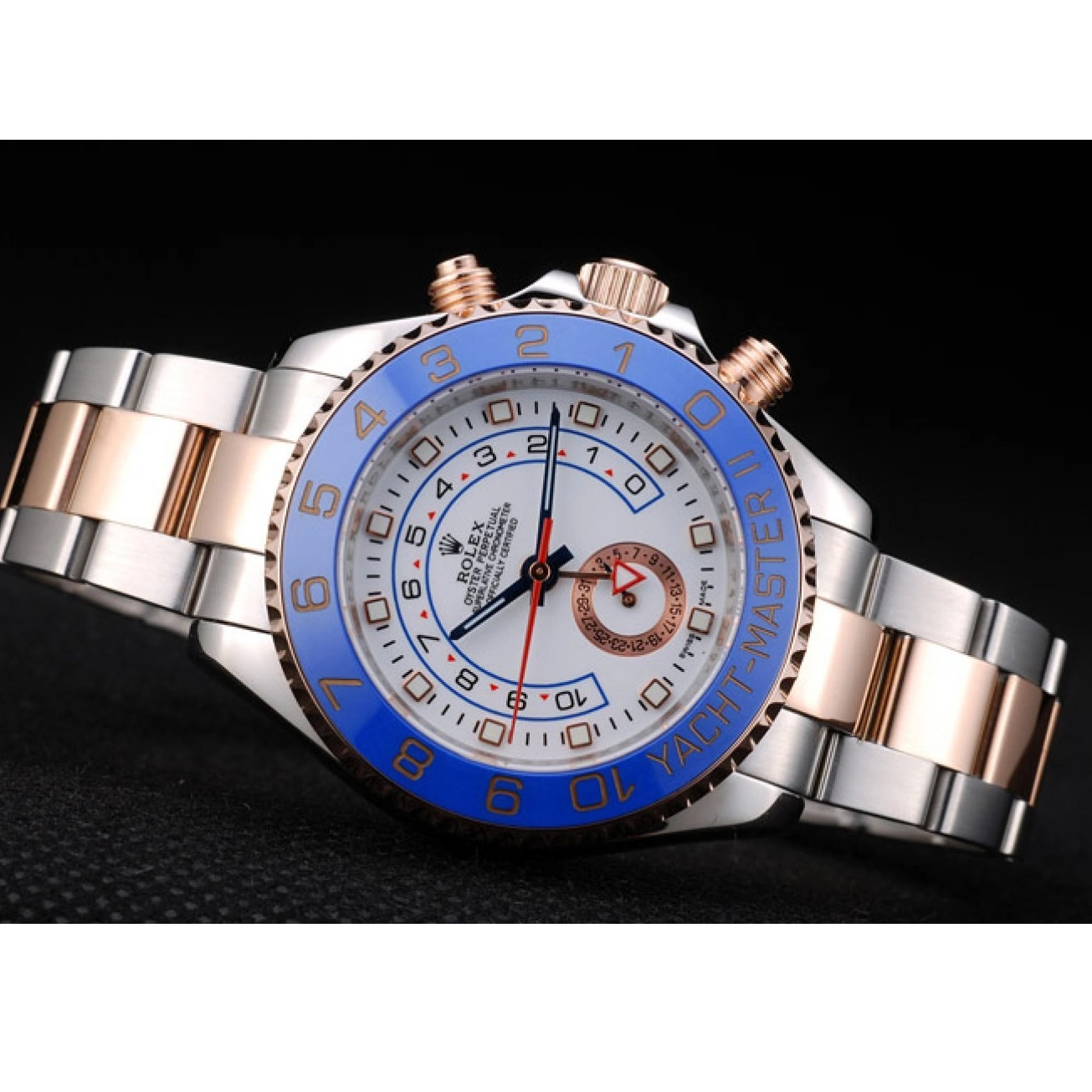 Aaa replica watch Dial Watch Rolex Ceramic Yachtmaster Bezel Blue White 0807